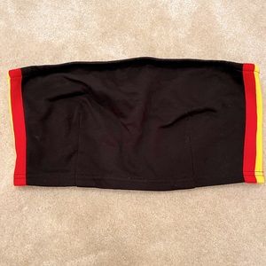 Black crop top with rainbow stripes